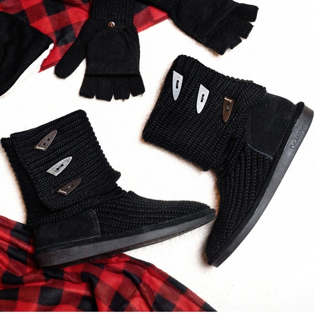 Bearpaw Knit Tall Triangle Button Boot - Women's … - image 1